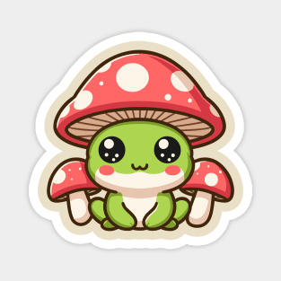 Cute Mushroom Headed Frog With Mushrooms Kawaii Toad Lover Magnet