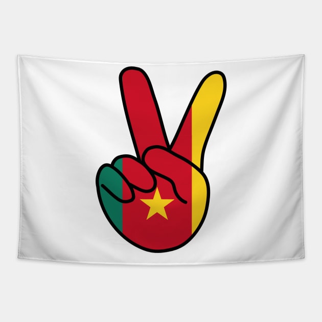 Cameroon Flag V Sign Tapestry by DiegoCarvalho