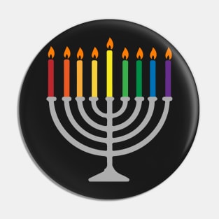 Rainbow Menorah for Hannukah Pin