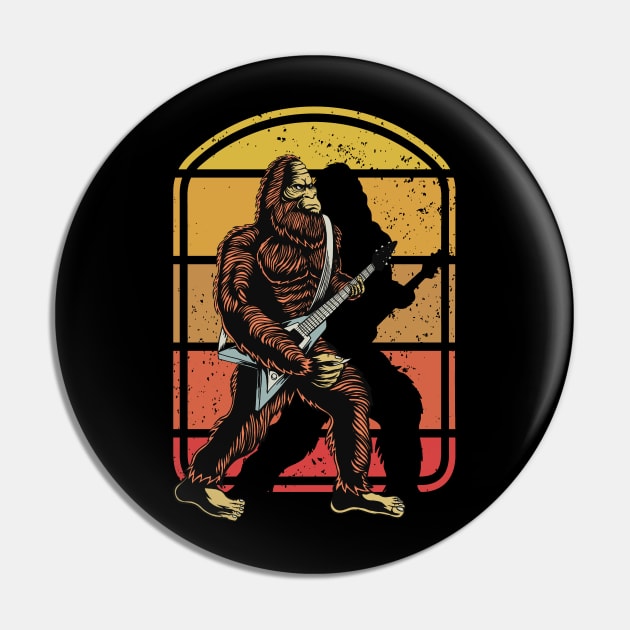 Retro Rock & Roll Guitarist Bigfoot Pin by Etopix