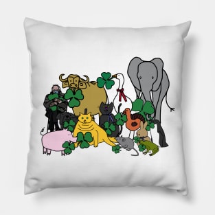 St Patricks Day Shamrock Animals and Bernie Sanders Pillow