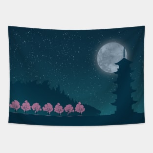 Kaiju Zillla Nightscape in Edo Tapestry