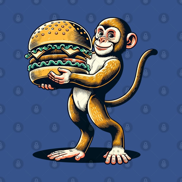 Monkey carrying burger by Art_Boys