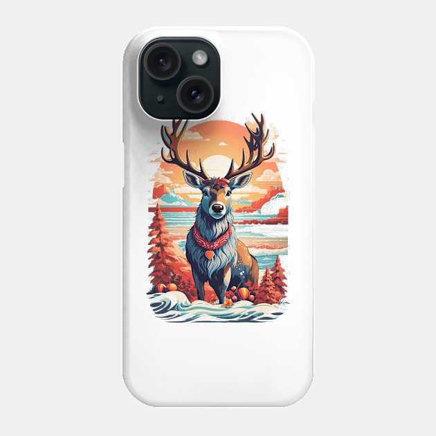 Colorful Christmas Reindeer Phone Case by Omerico