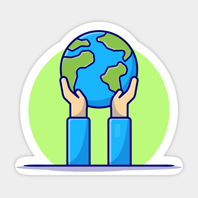 Hand Holding Earth Cartoon Vector Icon Illustration - Earth Day - Sticker | TeePublic Hand Holding Earth Cartoon Vector Icon Illustration - Earth Day - Sticker | TeePublic