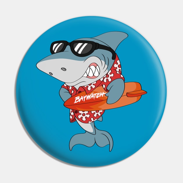 Mitch The Daddy Shark Baywatch Guard - Blue Sharky Version Pin by Celestial Crafts