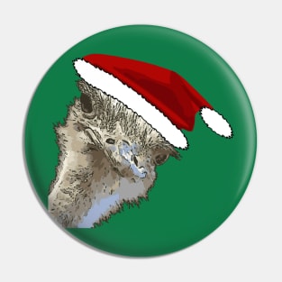 Ostrich Wearing Santa Hat Christmas Zoo Animal Pin