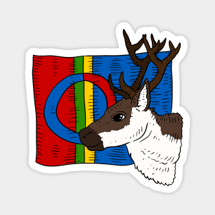 flag of the sami people, hand drawn. with a reindeer. Magnet