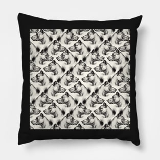 Pattern with a drawing of a dog head in profile Pillow