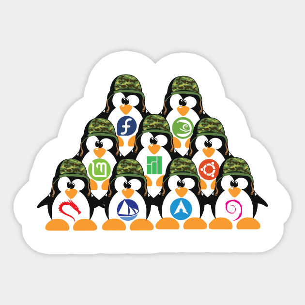 Linux Tux Penguin Army Distro Logo T Shirt