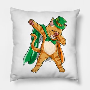 Dabbing Cat St Patricks Day Boys Leprechaun Irish Pillow