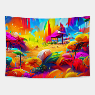 Colorful Summer Beach Abstract Art Tapestry