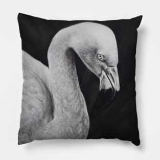 Flamingo - charcoal drawing Pillow