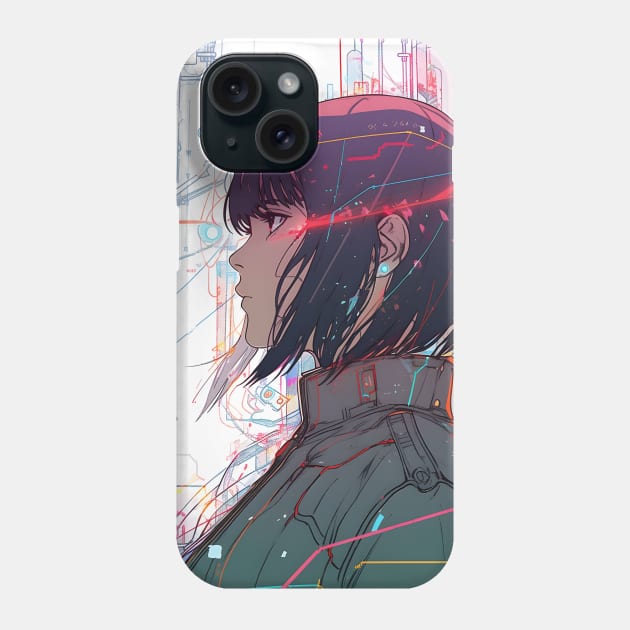 Cybernetic Journeys: Ghost in the Shell Aesthetics, Techno-Thriller Manga, and Mind-Bending Cyber Warfare Art Phone Case by insaneLEDP