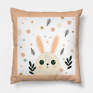 cute easter bunny, Scandinavian graphic style, pastel colors, vintage Pillow