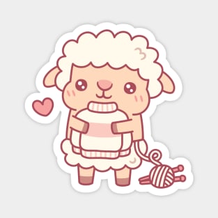 Cute Sheep With Wool Sweater Funny Magnet