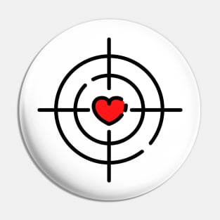 red heart black target design Pin