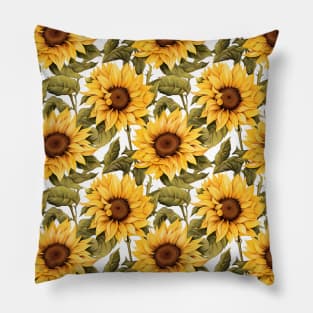 Sunflowers watercolor pattern #1 Pillow