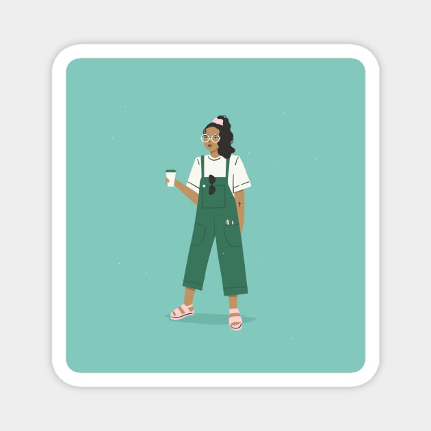 Coffee Girl Magnet by Charly Clements