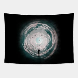 Silhouette to the moon Tapestry