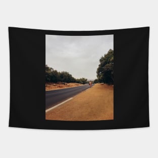 Pilgrim Walking Along Road Tapestry