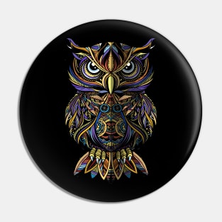 Owl mandala tribal art Pin
