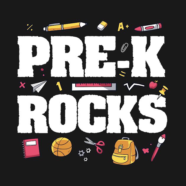 Pre-K Rocks Funny Kids Shirt Last Day of School by AwesomeApparel