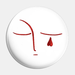 Sad face crying red love heart, version 2 Pin