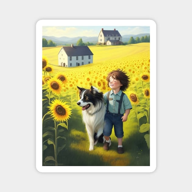 child hanging out with a dog. Magnet by MeriemBz