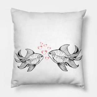 Hand drawn fish in love Pillow