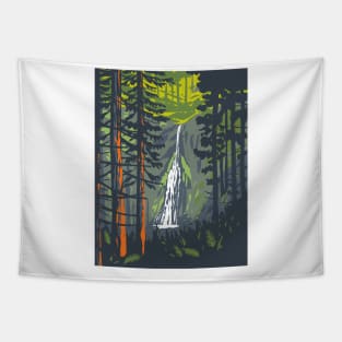 Marymere Falls in Olympic National Park Washington State WPA Poster Art Tapestry