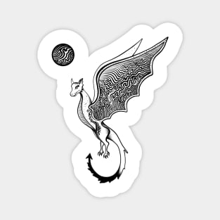 Black And White Dragon Illustration Magnet