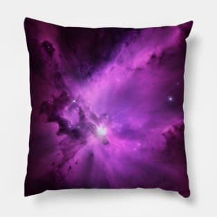 Bright Purple Nebula Space & Stars Pillow