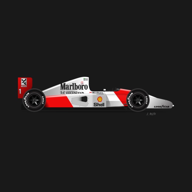 Ayrton Senna's McLaren Honda MP4/6 Illustration by Burro Wheel