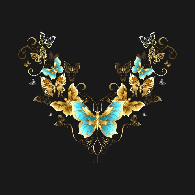 Symmetrical Pattern of Golden Butterflies ( Gold butterflies ) by Blackmoon9