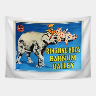 ELEPHANT CIRCUS SHOW by Ringling Bros and Barnum & Bailey Vintage Lithograph Poster Tapestry