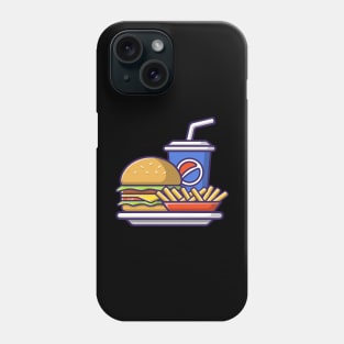 Fast Food Burger Frech Fries And Coke Illustration Phone Case