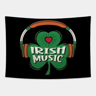 Irish Music Shamrock Headphones St. Patrick's Day Men Women Tapestry