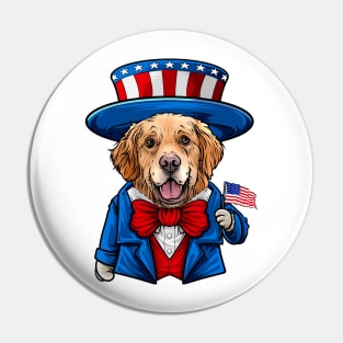 Fourth of July Golden Retriever Pin