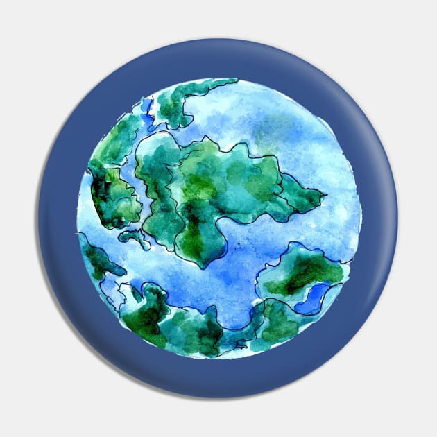 Hand Drawn Earth Planet Pin by AnnArtshock