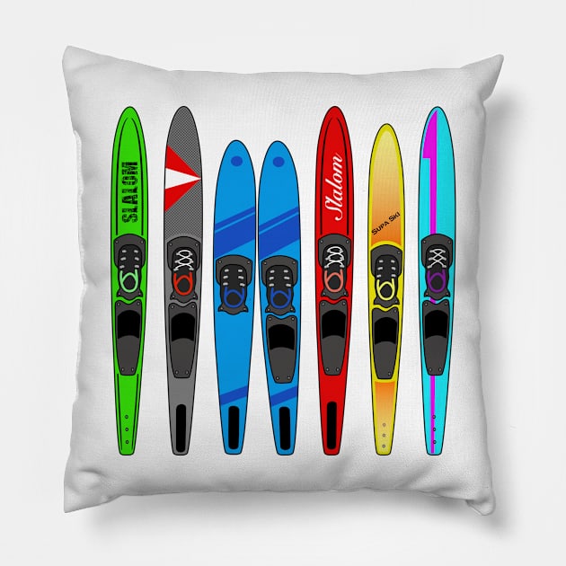 Rack of Water Skis Pillow by The Tee Cat