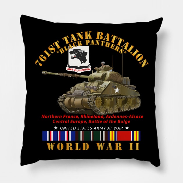 761st Tank Battalion - Black Panthers - w Tank WWII  EU SVC Pillow by twix123844