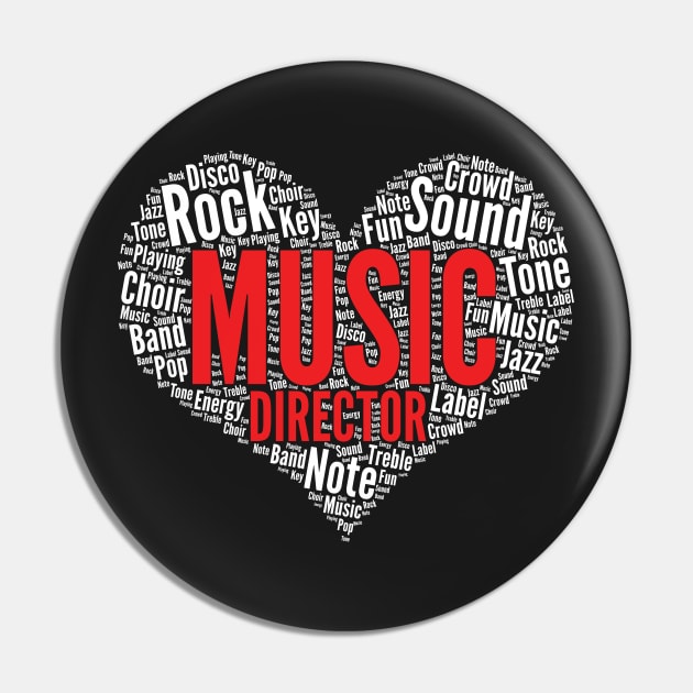 Music director Heart Shape Word Cloud product Pin by theodoros20