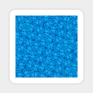 Bikes Blue Pattern Magnet