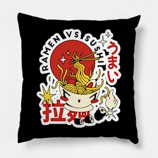 Ramen vs. Sushi Funny Foodie Shirt - Choose Your Side! Ramen Tee Shirt Pillow