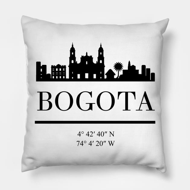 BOGOTA COLOMBIA BLACK SILHOUETTE SKYLINE ART Pillow by deificusArt