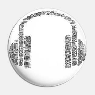 Word Cloud Head Phones Pin