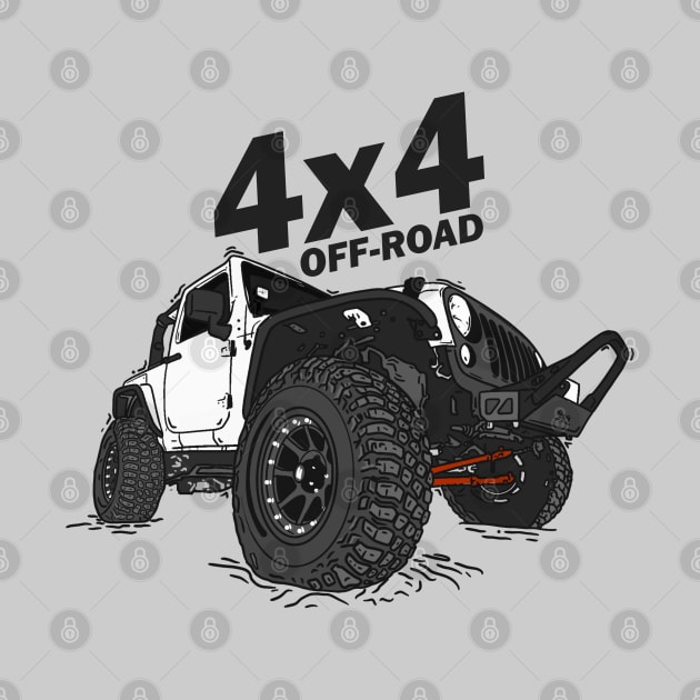 4x4 Off Road Jeep White by 4x4 Sketch