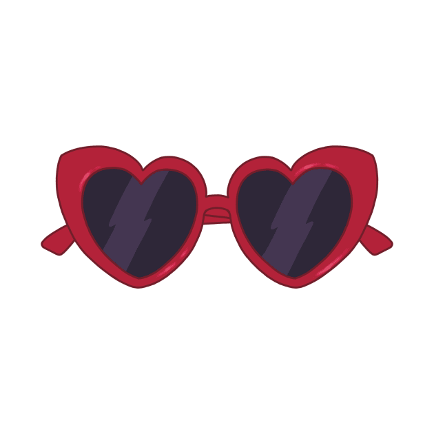 red heart shaped sunglasses aesthetic dollette coquette by maoudraw