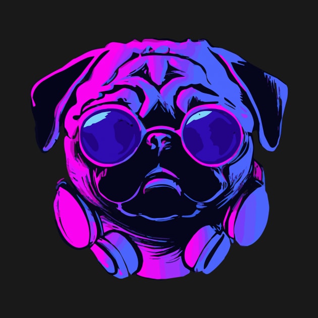 Synthwave Pug Dog Lover Puppy by BetterManufaktur